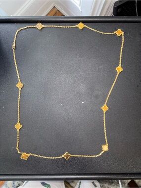 Van Cleef & Arpels Gold Clover Motif Station Necklace